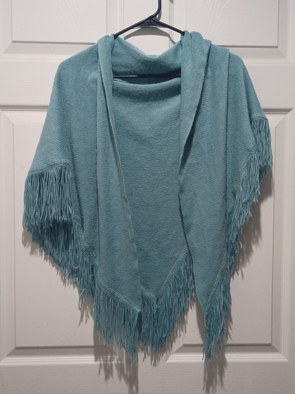 Light Teal Fringe Shawl - Women One Size